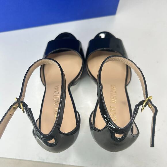 Stuart Weitzman Discoplatform Patent Leather Heels Black Women's 8.5B Tried On - Picture 6 of 12